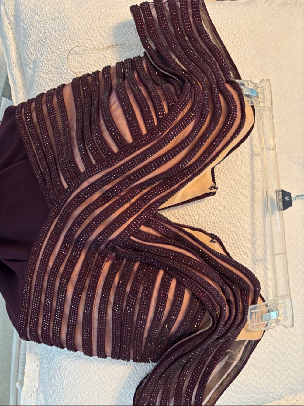 Alexander By Daymor - Evening Gown Crisscross Stripe Ornate Off Shoulder View 3